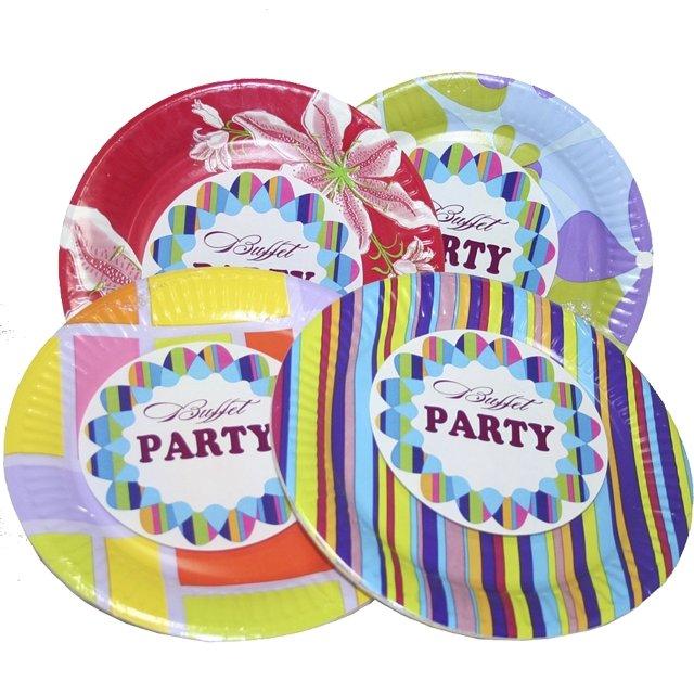 Тарелка Buffet Party бумажная в ассортименте d180 мм. 6 шт., пакет