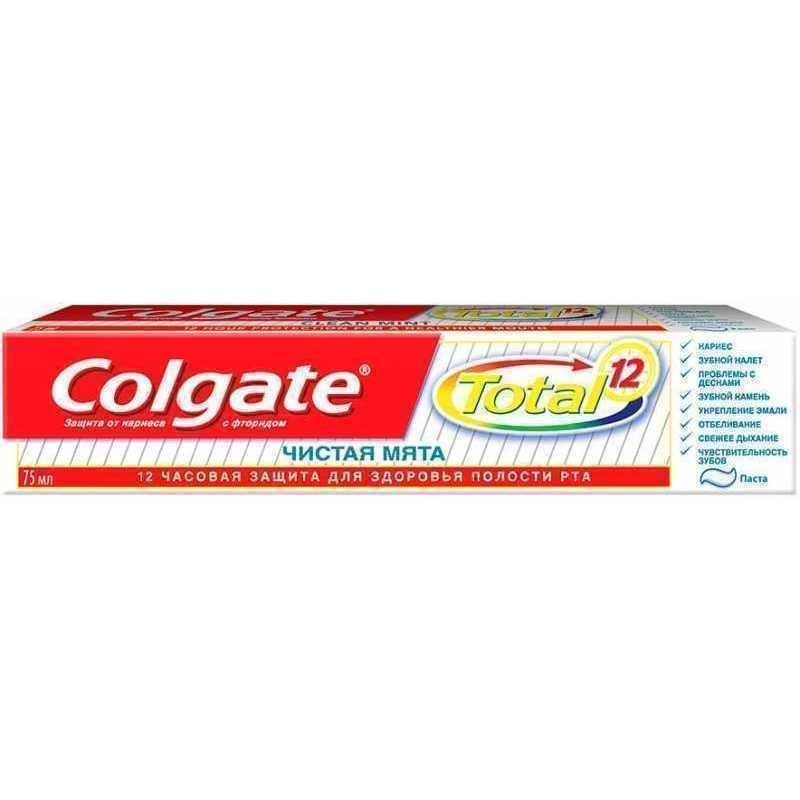 Зубная паста Colgate Total 12 Чистая Мята комплексная антибактериальная 75 мл., картон