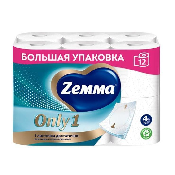 Туалетная умага Zemma Only 1 без аромата 4 слоя 12 шт., пакет