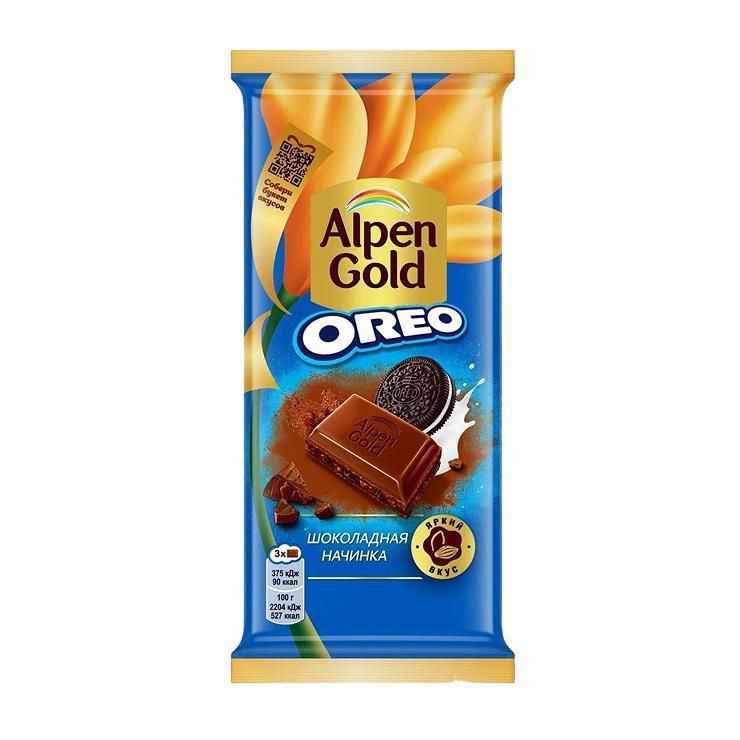 Шоколад Alpen Gold молочный ваниль печенье 85 гр., флоу-пак