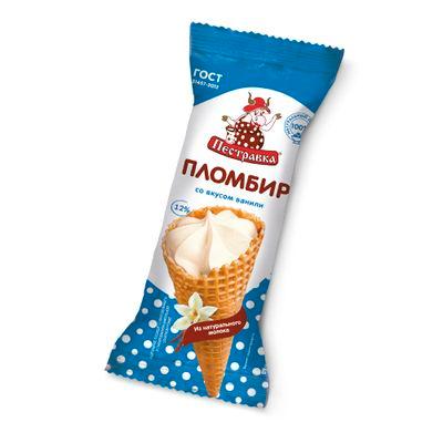 Мороженое Пестравка рожок ваниль 120 гр., флоу-пак