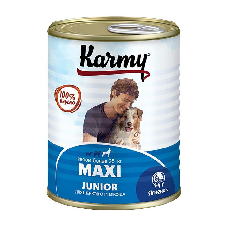 Корм для щенков крупных пород влажный Karmy с ягненком 340 гр., ж/б