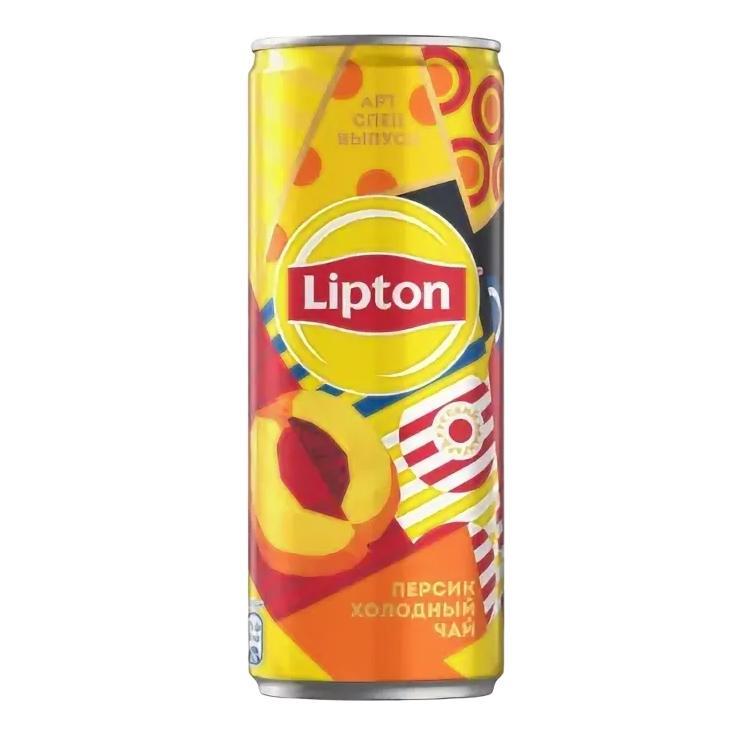 Чай холодный Lipton черный персик 250 мл., ж/б