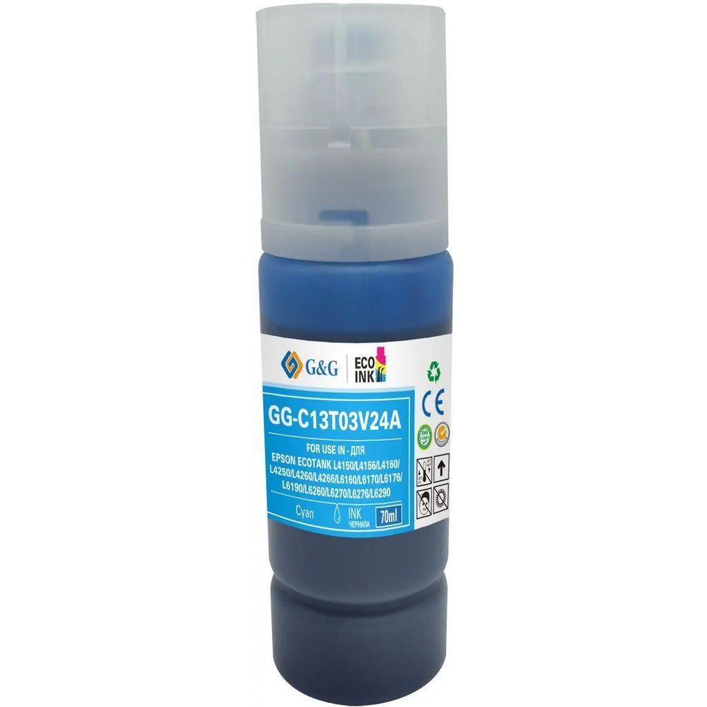 Чернила G&G GG-C13T03V24A 101C, для Epson, 70мл, голубой