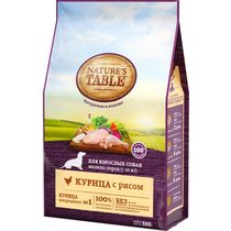 Nature's Table Сухой корм для собак м/п курица с рисом 500г