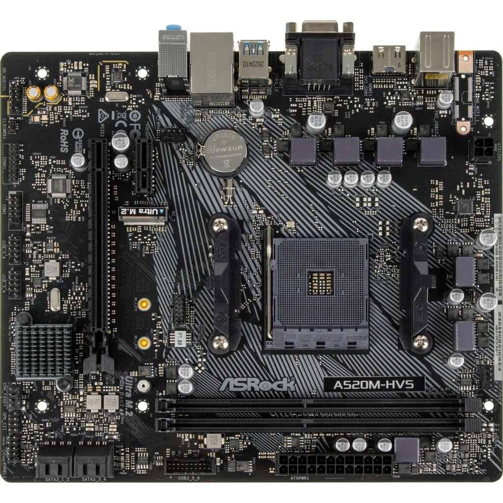 Материнская плата ASRock A520M-HVS, Socket AM4, AMD A520, mATX, Ret