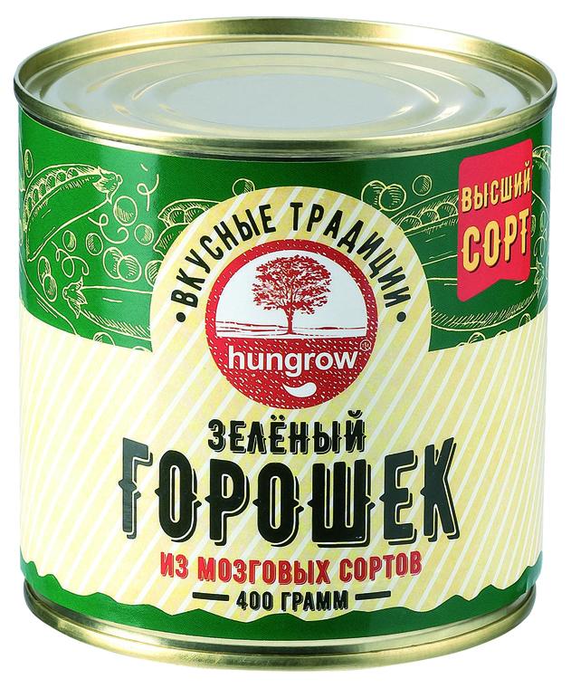 Горошек зеленый Hungrow 400 гр., ж/б