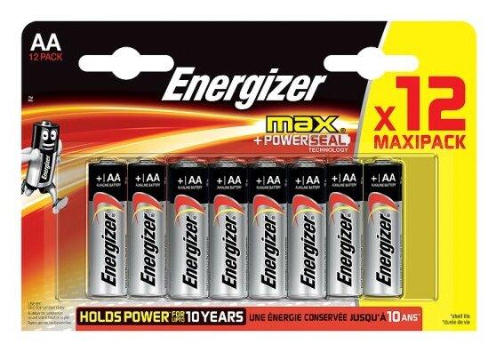 Батарейка 12 шт., Energizer Max+Power Seal AA/LR6, 150 гр., пластиковая упаковка