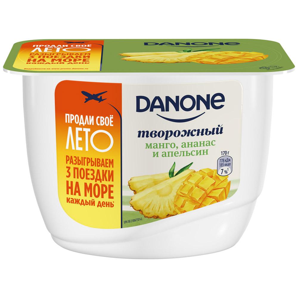 Десерт творожный Danone манго ананас апельсин 3,6% 170 гр., стакан