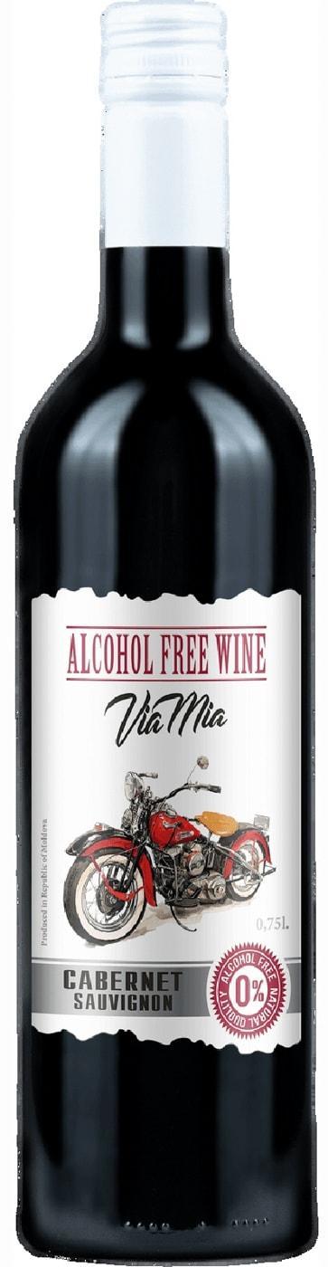 Вино Via Mia безалкогольное Cabernet Sauvignon красное полусладкое Молдова 750 мл., стекло