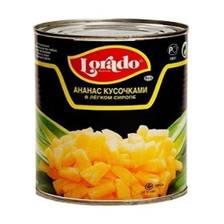 Ананасы Lorado куски в легком сиропе 3,1 л., ж/б