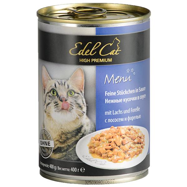 Влажный корм для кошек Edel Cat Лосось и форель нежные кусочки 400 гр., ж/б