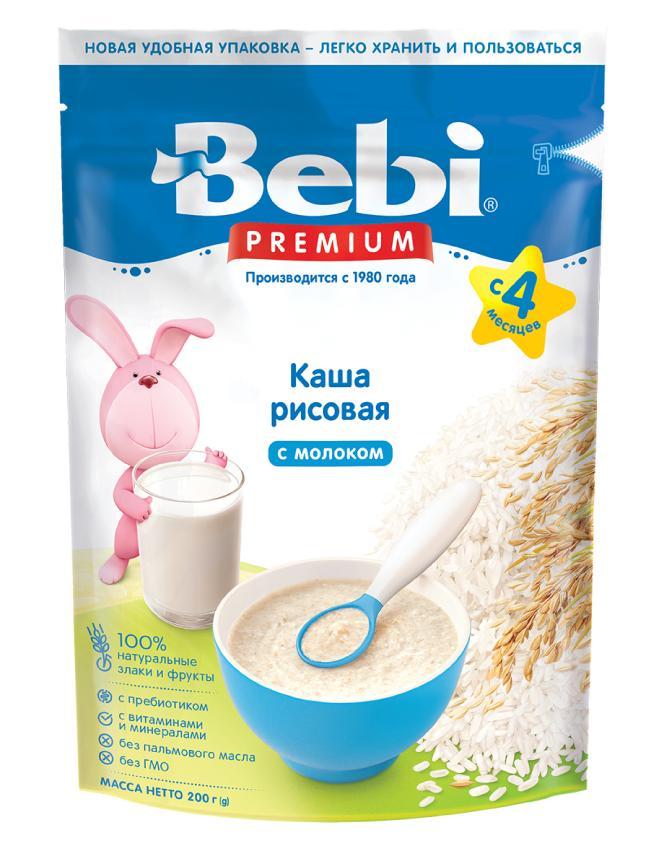 Каша Bebi Premium молочная Рисовая с 4 мес. , 200 гр., картон