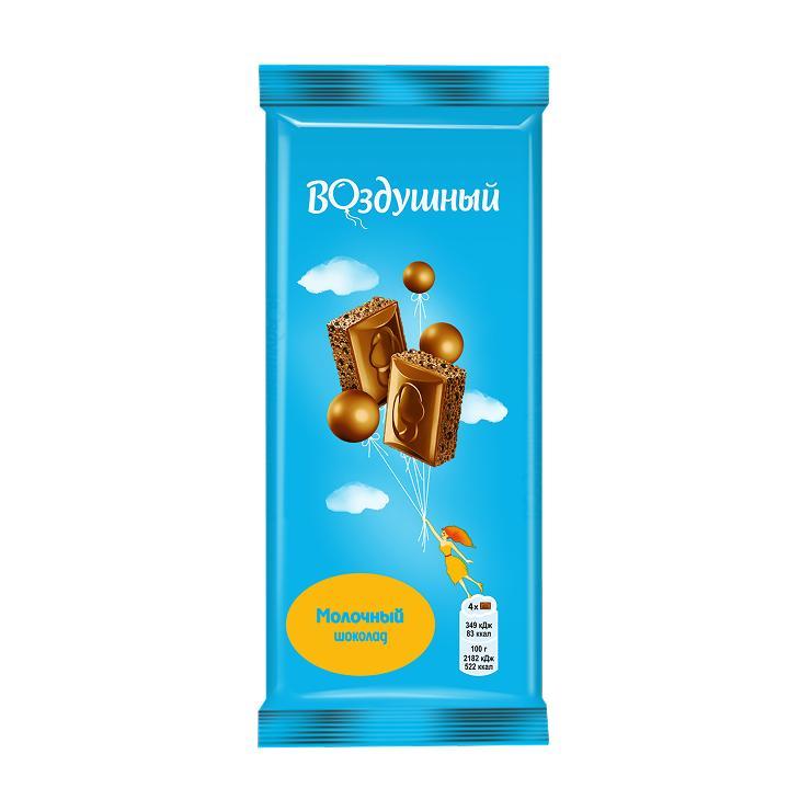Шоколад Воздушный молочный пористый 80 гр., флоу-пак