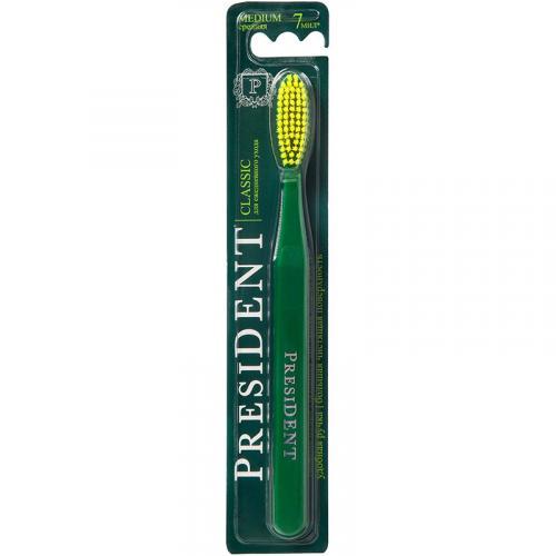 Зубная щетка средней жесткости President Classic, блистер