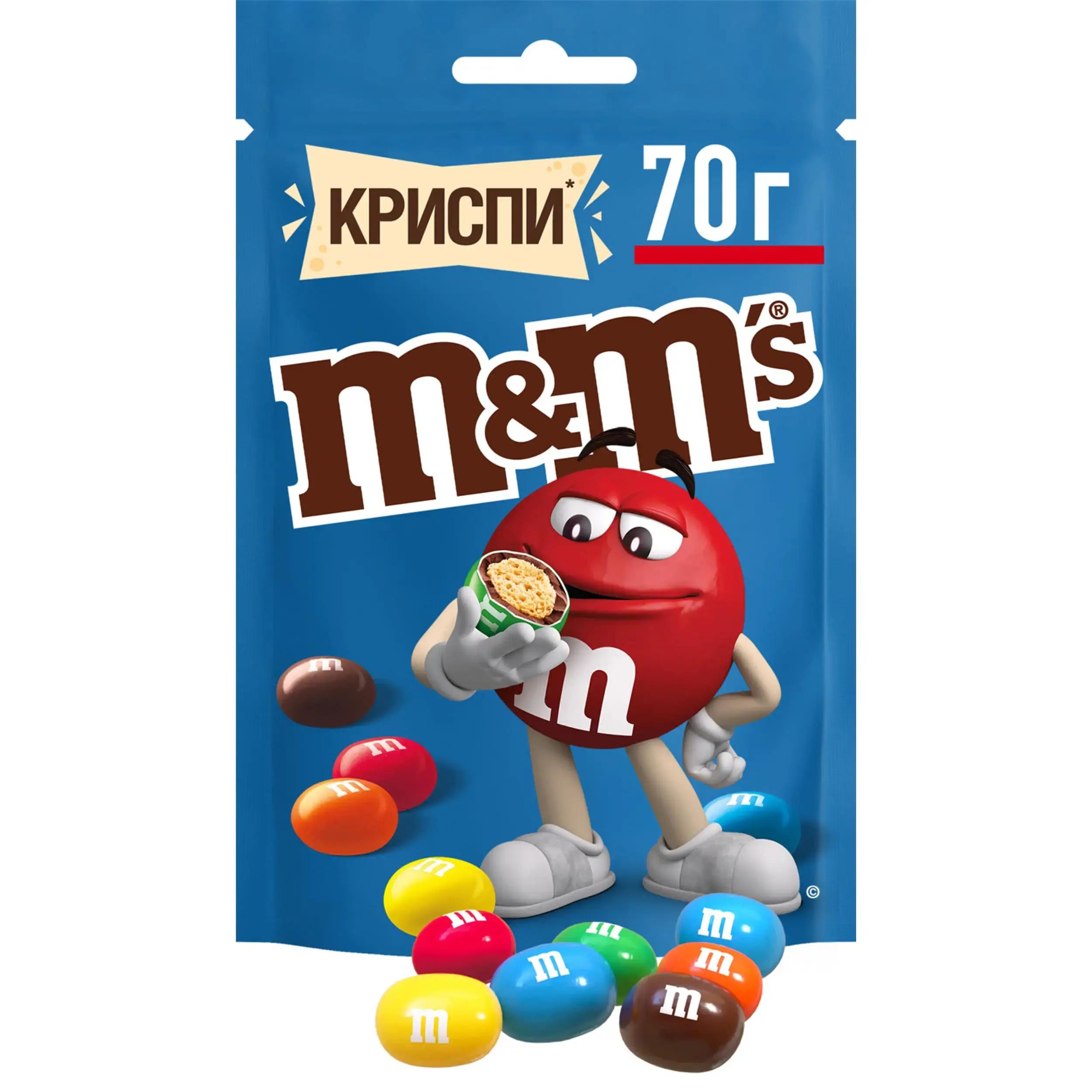 Драже M&M's криспи с молочным шоколадом 70 гр., дой-пак