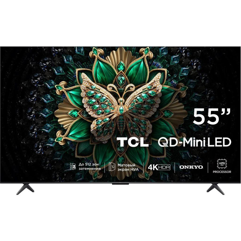 Телевизор 55 дюймов TCL 55C6K QD-Mini LED QLED, 4K Ultra HD, СМАРТ ТВ, Google TV, черный