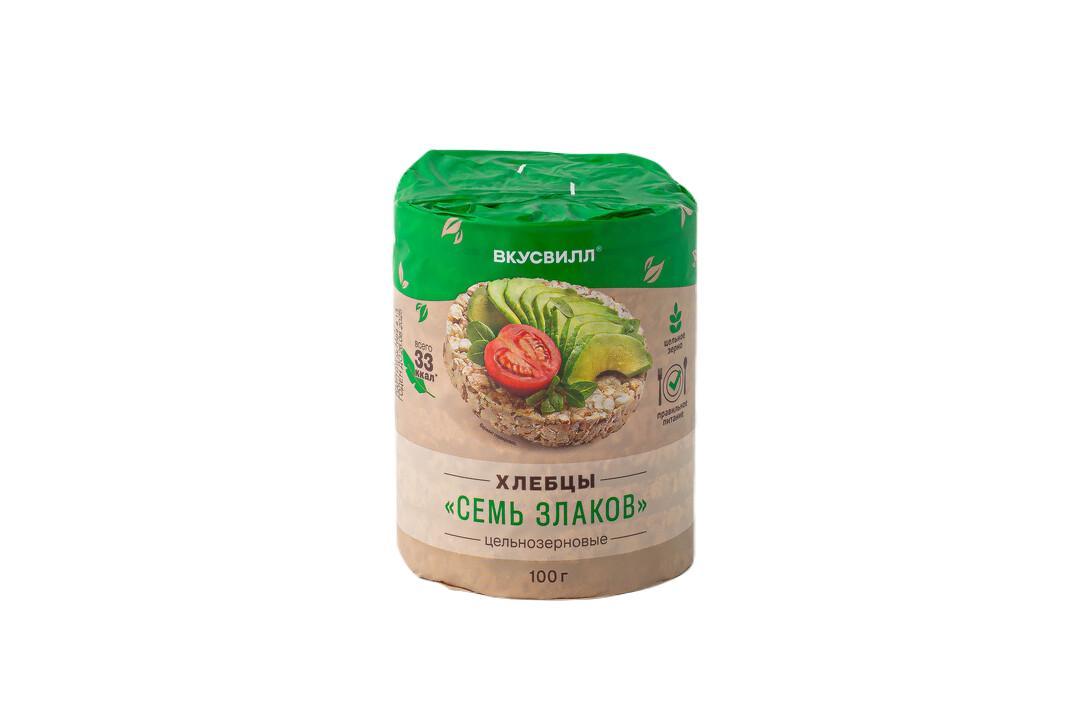 Хлебцы Вкусвилл Семь злаков, цельнозерновые, 100 гр., флоу-пак