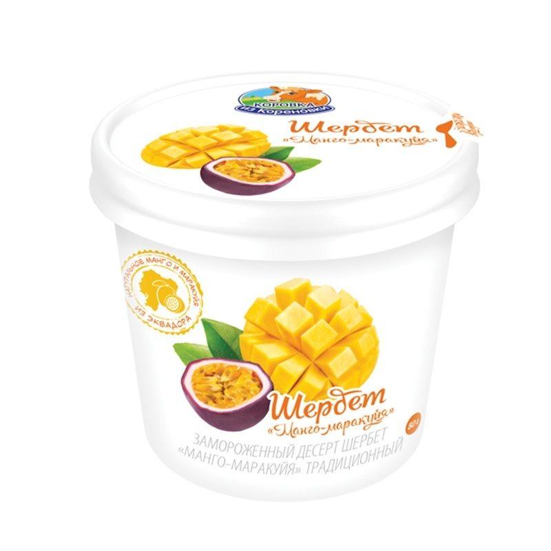 Мороженое щербет Коровка из Кореновки манго-маракуйя 1 5% 80 гр., ПЭТ