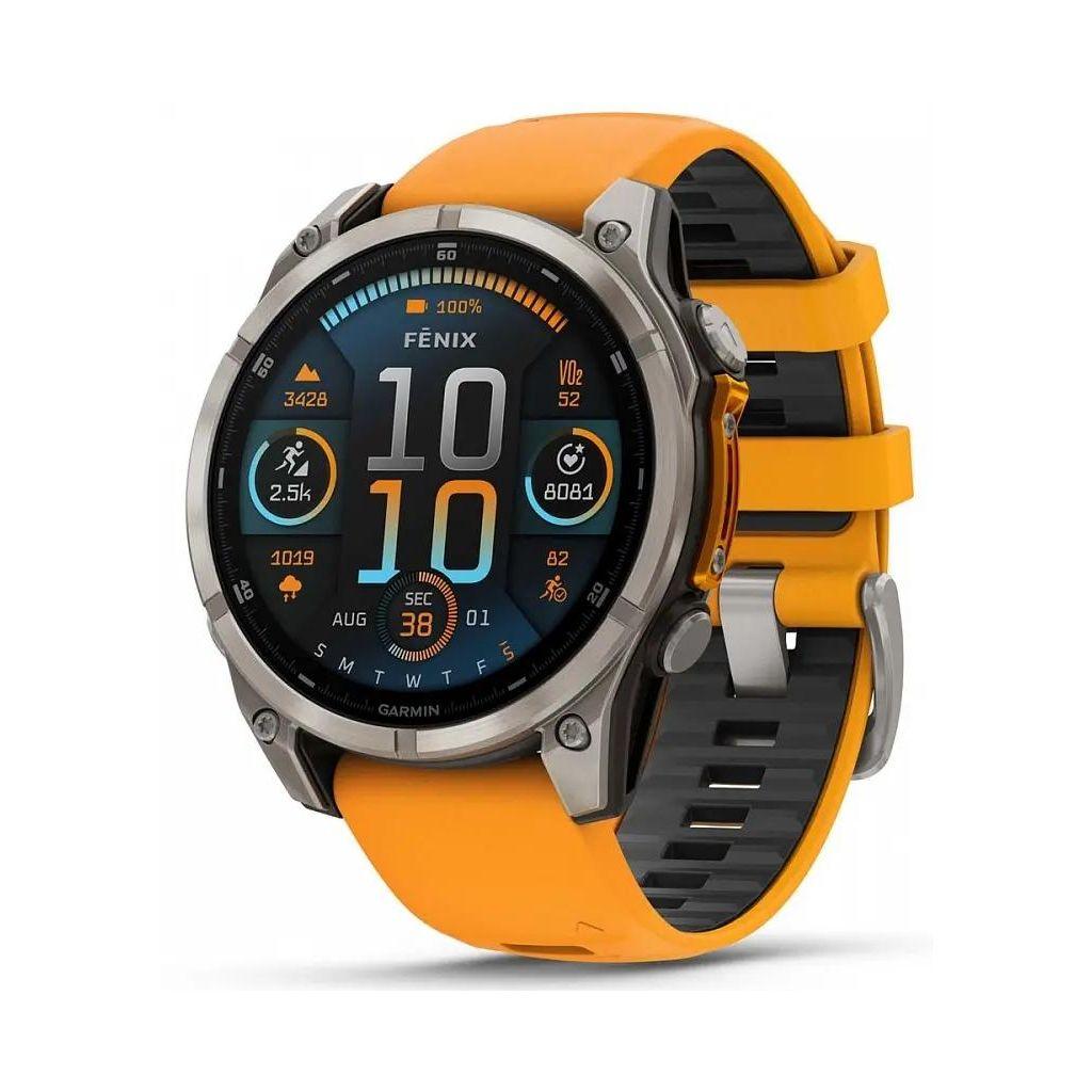Смарт-часы Garmin Fenix 8, 47мм, 1.4", оранжевый/серый