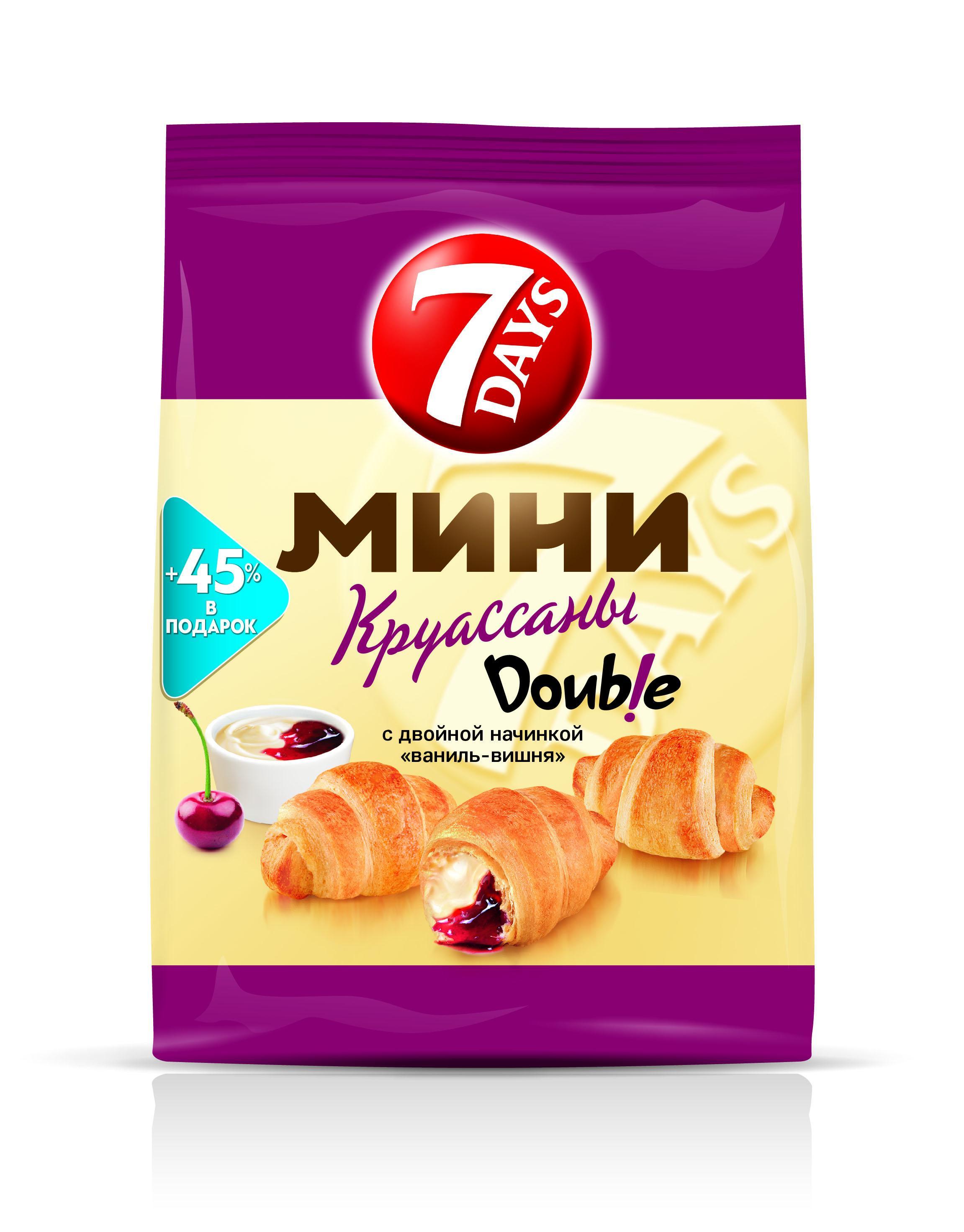 Круассаны 7 Days мини c двойной начинкой ваниль вишня 105 гр., флоу-пак