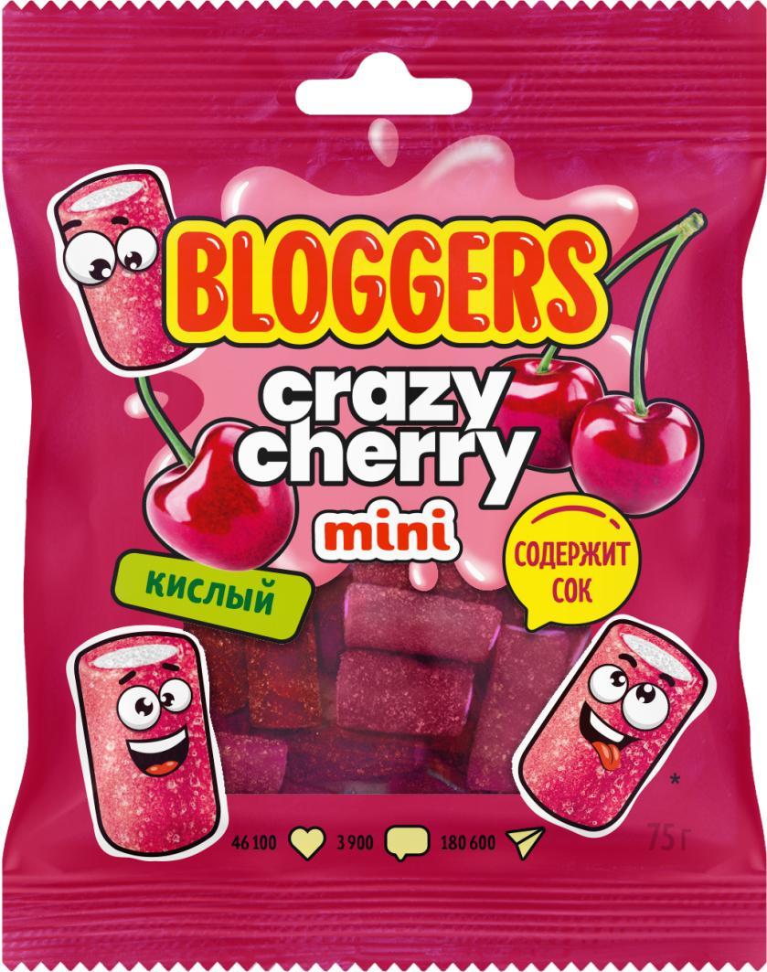 Трубочка в обсыпке Bloggers мини крейзи черри вишня 75 гр., флоу-пак
