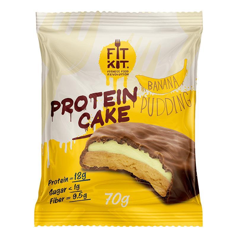 Печенье протеиновое FIT KIT Chocolate Protein Cake банановый пудинг в шоколаде 70 гр., флоу-пак