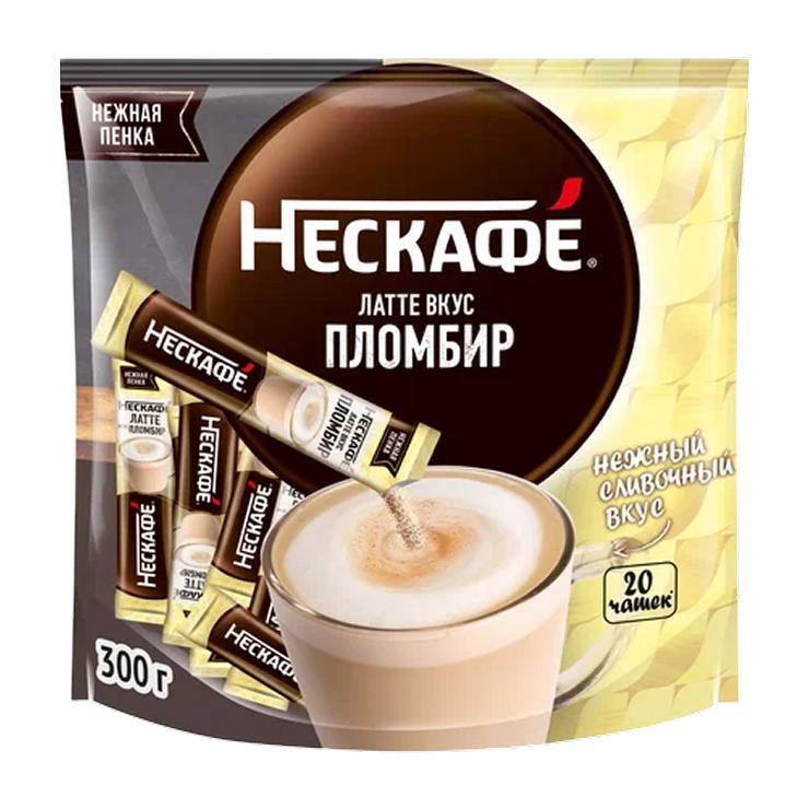 Кофе Nescafe Кофейная смесь 3 в 1 ПломбирлЛатте 20 пакетиклв 300 гр., дой-пак