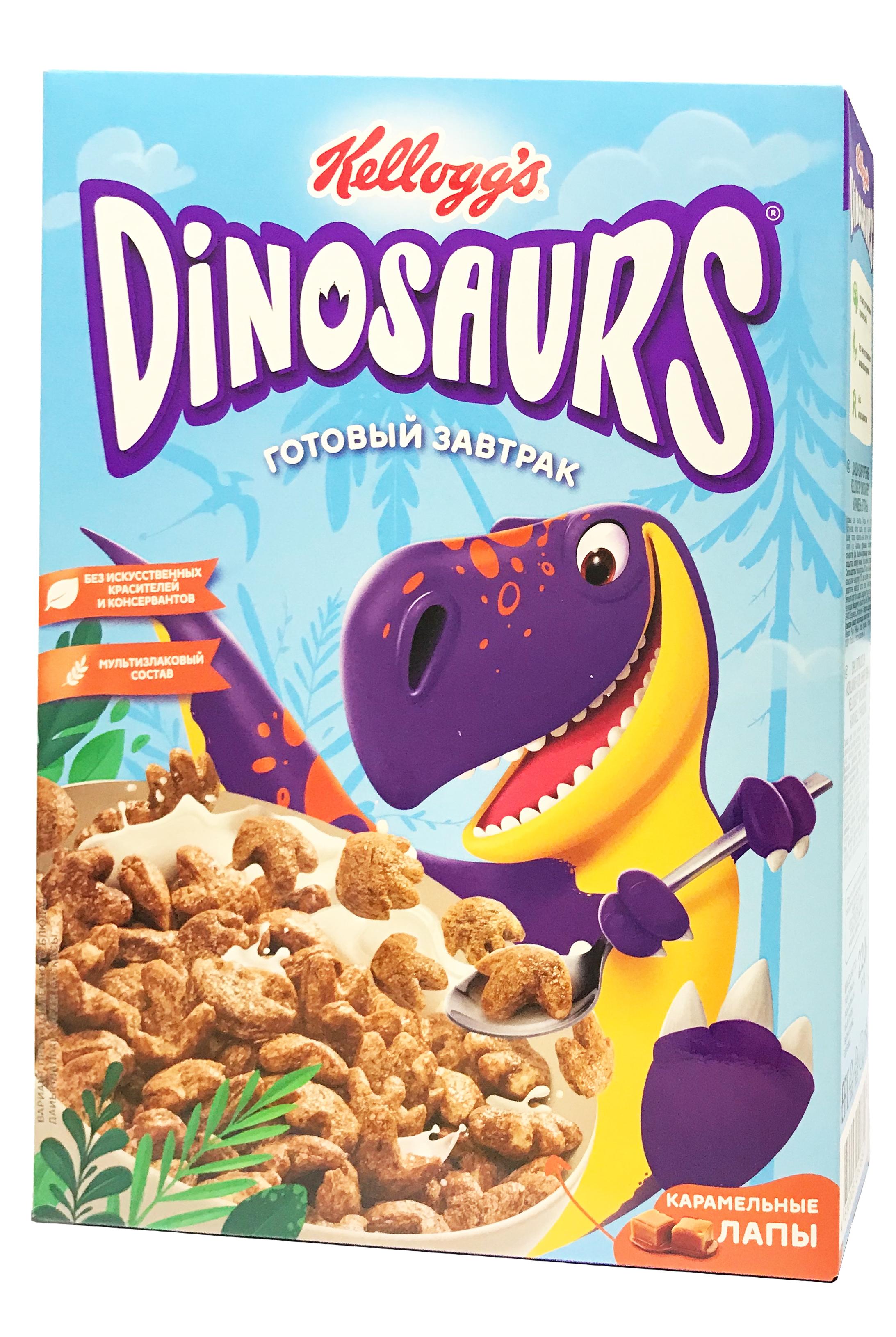 Готовый завтрак Kellogg’s Dinosaurs карамельные лапы мультизлаковый 220 гр., картон