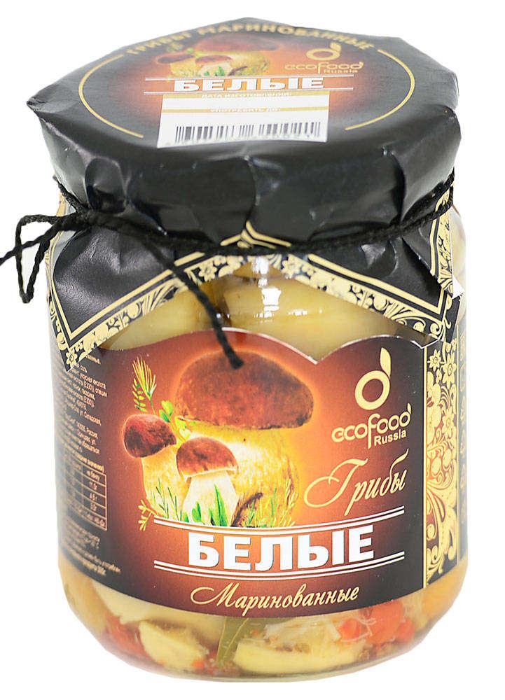 Грибы Ecofood маринованные белые 520 гр.. стекло
