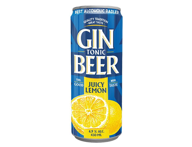 Напиток пивной Ginbeer Джин-Тоник-лимон светлый фильтрованный пастеризованный 6,9% 430 мл., ж/б