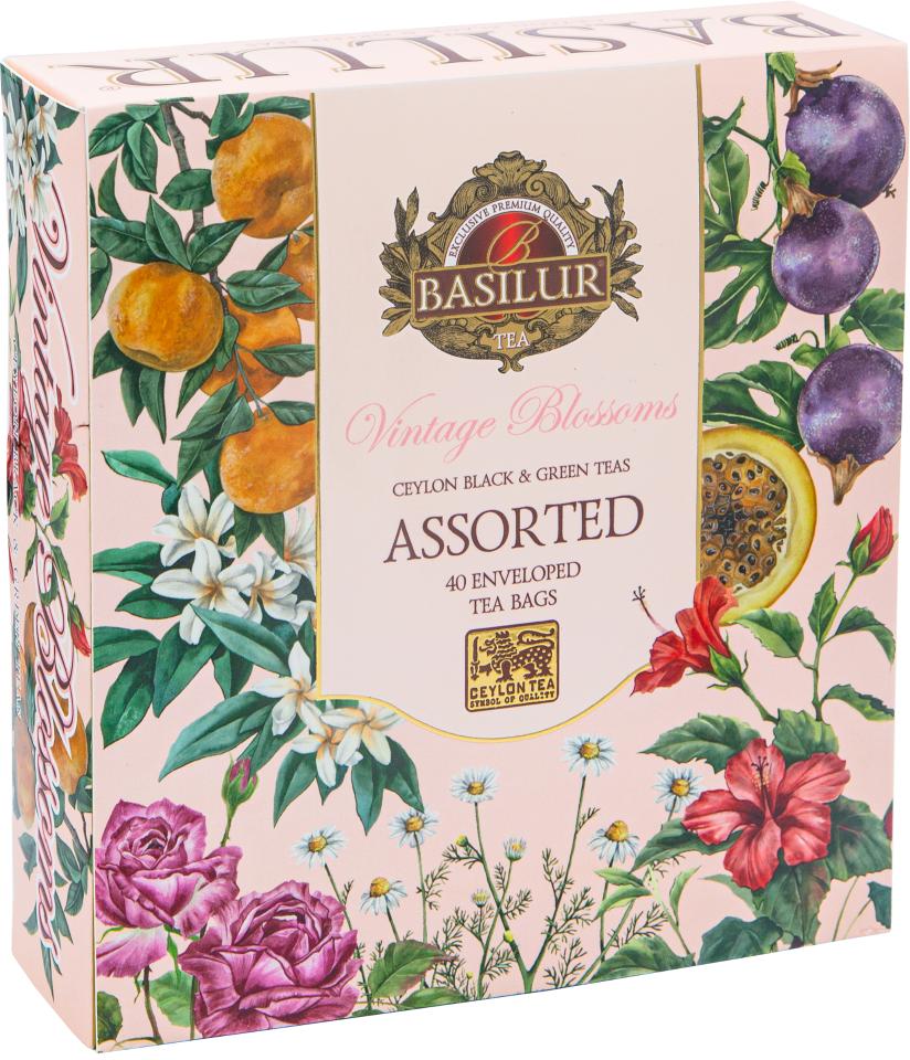 Чай Basilur Винтажные цветы Ассорти 40 пакетиков 60 гр., картон