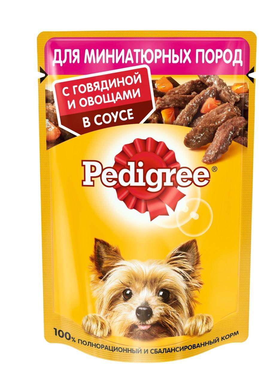 Влажный корм для собак Pedigree с говядиной и овощами в соусе 85 гр., дой-пак
