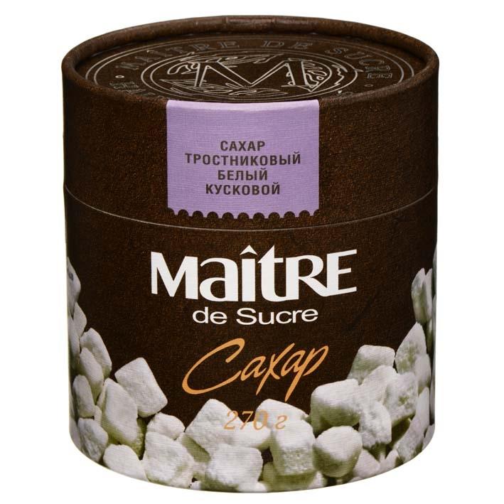 Сахар кусковой Maitre тростниковый белый нерафинированный, 270 гр., картон