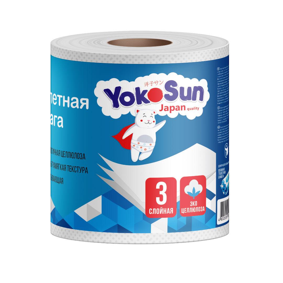 Туалетная бумага трехслойная 1 шт, YokoSun, 100 гр., флоу-пак