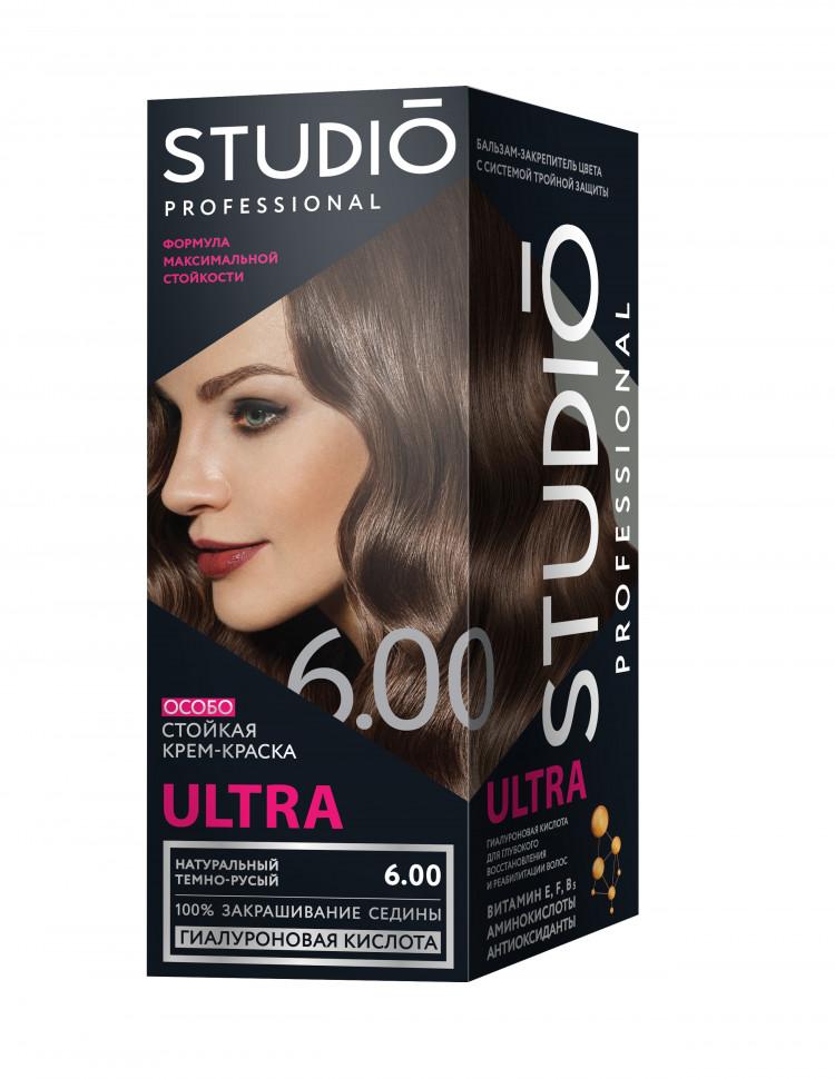 Краска для cедых волос Studio Professional Ultra стойкая тон 6.0 натурально темно русый 115 мл., картон