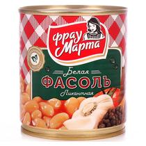 Фасоль Фрау Марта белая пикантная в томатном соусе 310 гр., ж/б