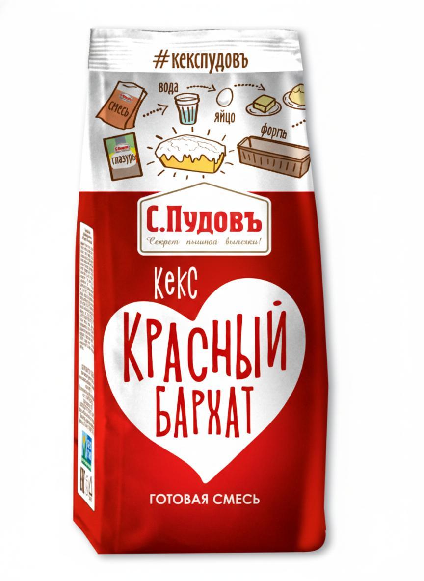 Смесь для выпечки С.Пудовъ кекс красный бархат 300 гр., флоу-пак