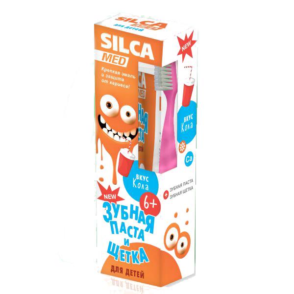 Зубная паста Silca Med со вкусом колы 65 мл. + щетка мягкая 6+, картон