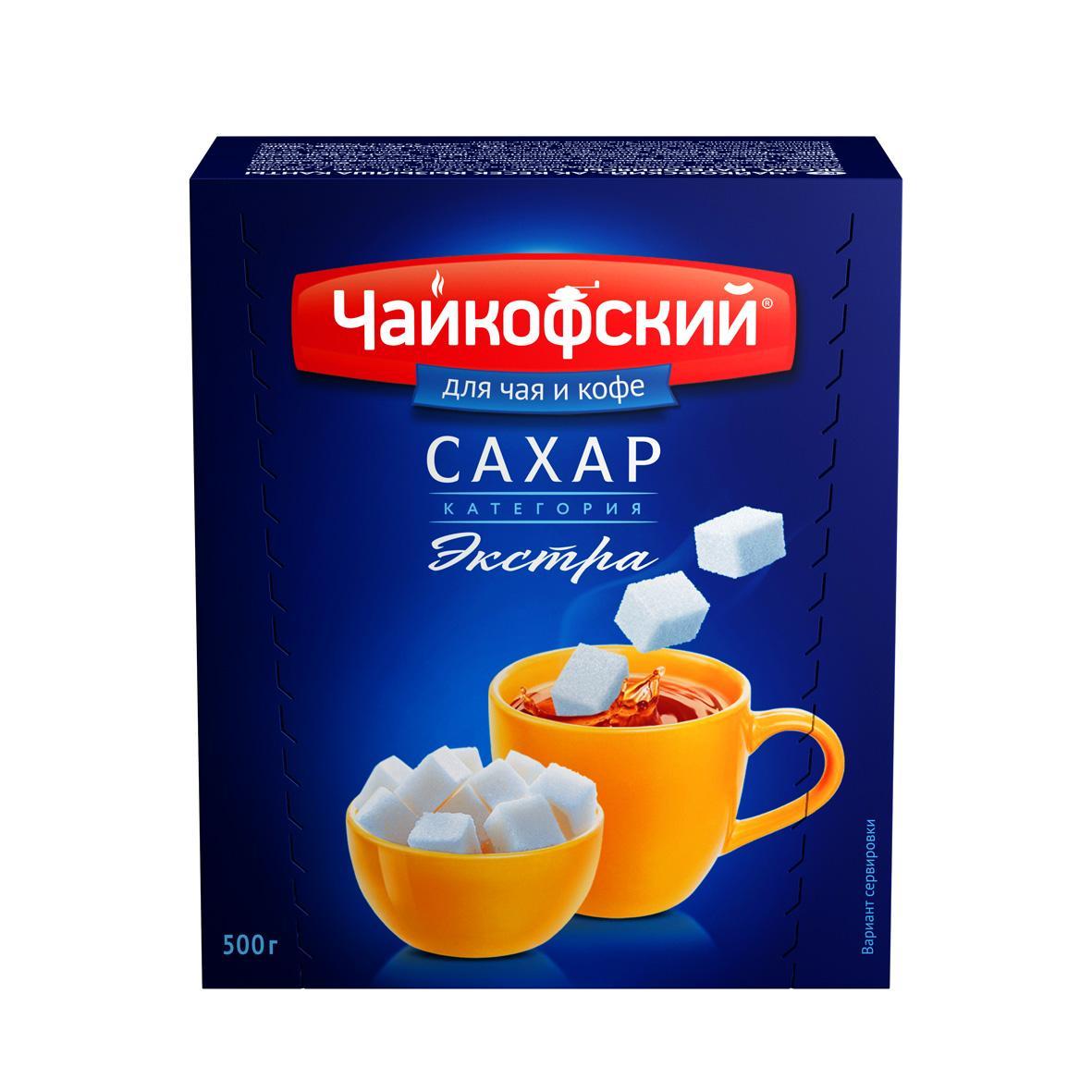 Сахар кусковой Чайкофский быстрорастворимый, 500 гр., картон