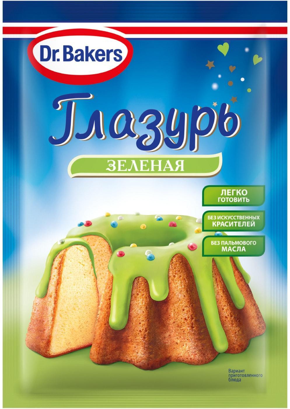 Глазурь Dr.Bakers зеленая 90 гр., флоу-пак