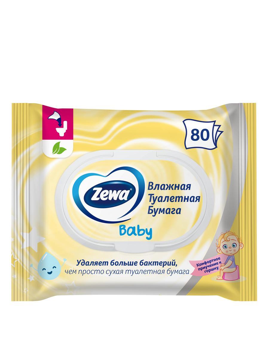Бумага Zewa туалетная влажная, Baby, флоу-пак