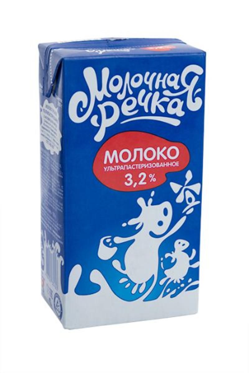 Молоко 3,2 %, Молочная Речка, 1 л., тетра-пак