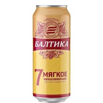 Пиво Балтика № 7 Мягкое Премиум светлое фильтрованное пастеризованное 4,7% 450 мл., ж/б