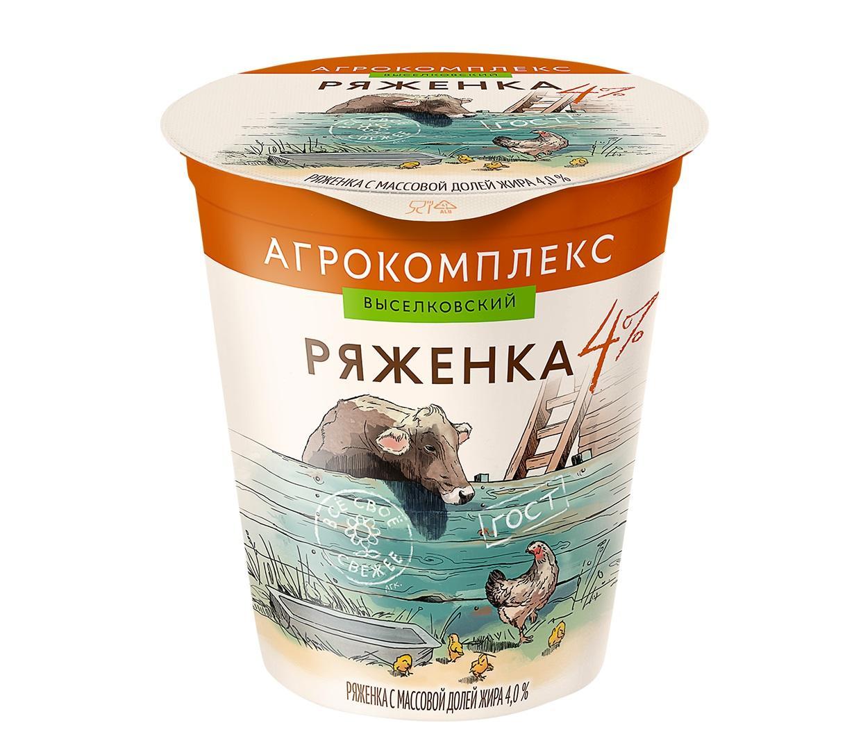 Ряженка Агрокомплекс с м.д.ж. 4%, 300 гр., ПЭТ
