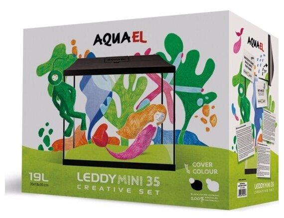 Аквариум AQUAEL LEDDY MINI 35 белый 35,5х18,5х34 см. 19 л фильтр TURBO MINI двусторонний фон