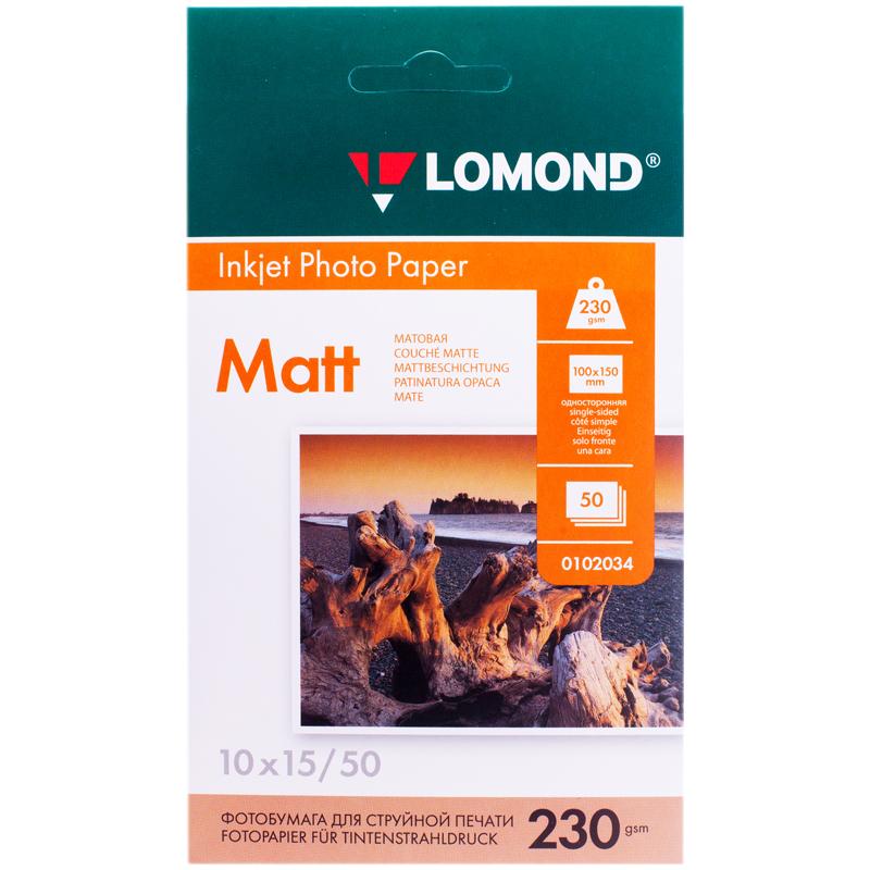 Бумага A6 (100*150) для стр. принтеров Lomond, 230г/м2 (50л) мат.одн.