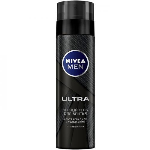 Черный гель для бритья Nivea Men Ultra 200 мл., баллон