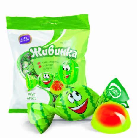 Конфеты Konti Живинка желейные арбуз 250 гр., флоу-пак