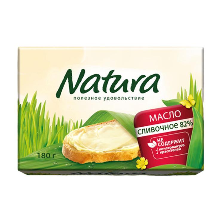 Масло сливочное Natura 82% 180 гр., обертка